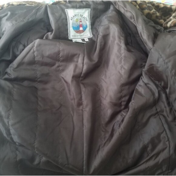 Leopard Trim Vegan Leather Quilted Lining Brown Animal Print Car Coat Sz… - Picture 6 of 10